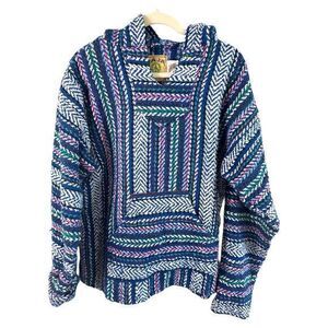 VTG Baja Joe Sweater Mens Extra Large Drug Rug Multicolor Heavyweight Aztec